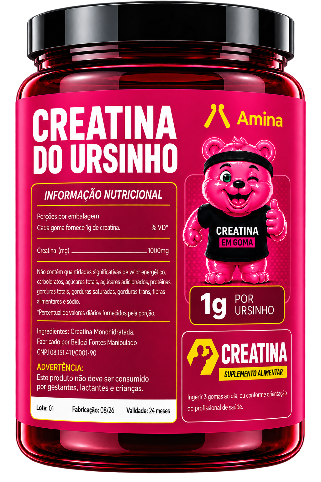 Verso da Creatina do Ursinho